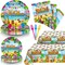 98 Pcs Hawaiian Tableware, Luau Party Decorations Include Aloha Tablecloth